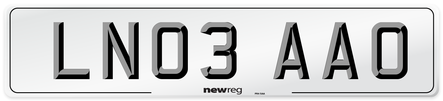 LN03 AAO Number Plate from New Reg